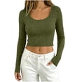 thumbnail image 1 of yillto Women Crop Sweaters Tops Ribbed Knit Lightweight Long Sleeve Soft Comfy Plain Tops Clothes, 1 of 7
