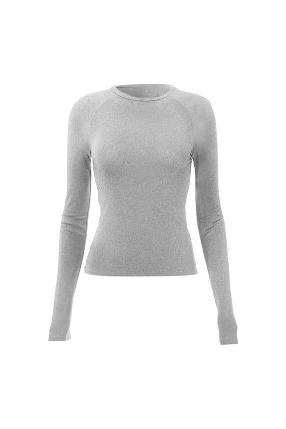 Women Cropped Shirts Basic Long Sleeve Tight Undershirts Round Neck Pullover Slim Plain Tee