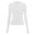 thumbnail image 1 of yillto Women Cropped Shirts Basic Long Sleeve Tight Undershirts Round Neck Pullover Slim Plain Tee, 1 of 2