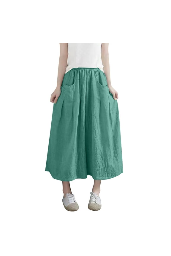 Women Culottes Wide Leg Palazzo Cropped Pants Summer High Waist Causal Pant with Pockets