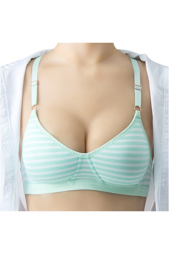 Women Everyday Bralettes V Neck Push up Adjustable Spaghetti Strap Striped Bras for Womens Girls