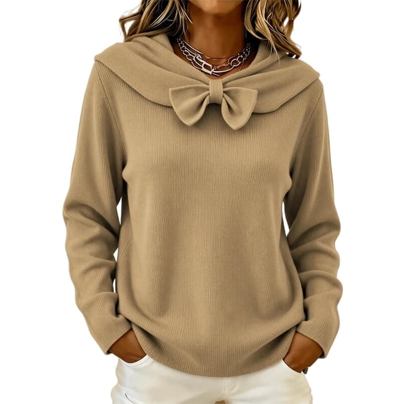 yillto Women Fashion Sweater Bow Neck Elegant Knit Top Dressy Work Fall Winter Pullover Sweaters
