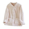 thumbnail image 1 of yillto Women Fleece Fuzzy Coat Button down Plush Cardigan Winter Warm Loungewear Outwear Pajamas Tops, 1 of 3
