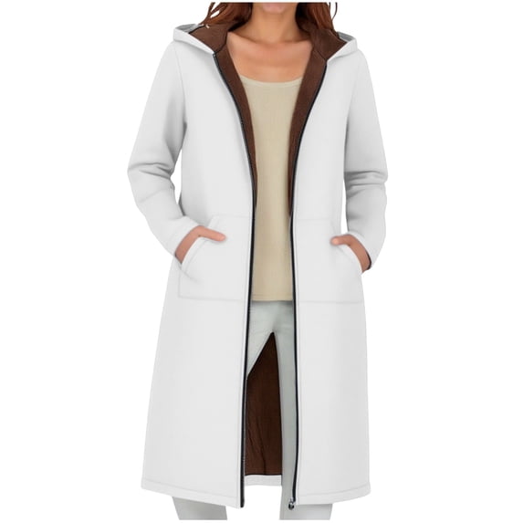 yillto Women Fleece Jackets Sherpa Lined Oversized Baggy Long Coat Zip up Hoodie Baggy Sweatshirt with Pockets