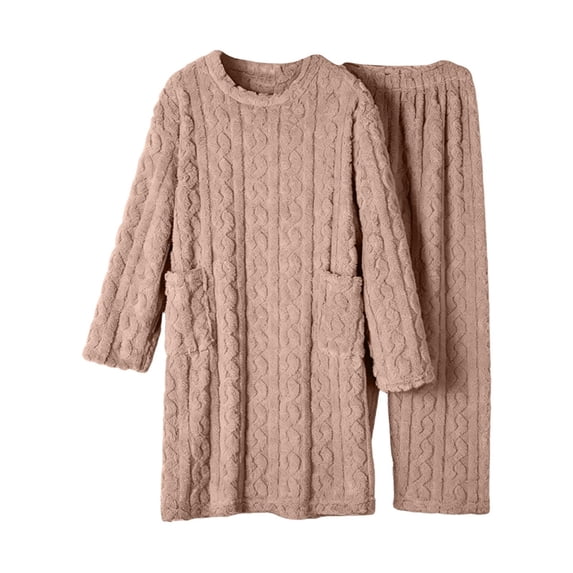 yillto Women Fleece Nightgowns Long Sleeve Plush Loungewear Sherpa Fuzzy Pajamas Pants 2 Piece