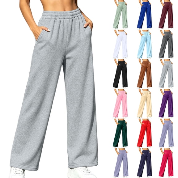 yillto Women Fleece Sweatpants Wide Leg Lined Warm Thick Winter Jogger Sweat Pant with Pockets