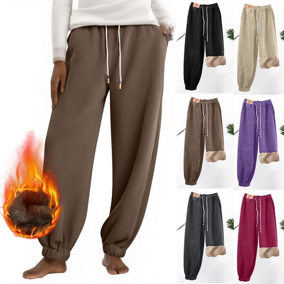 yillto Women Fleece Sweatpants Fuzzy Sherpa Lined Warm Thick Winter Jogger Sweat Pant with Pockets