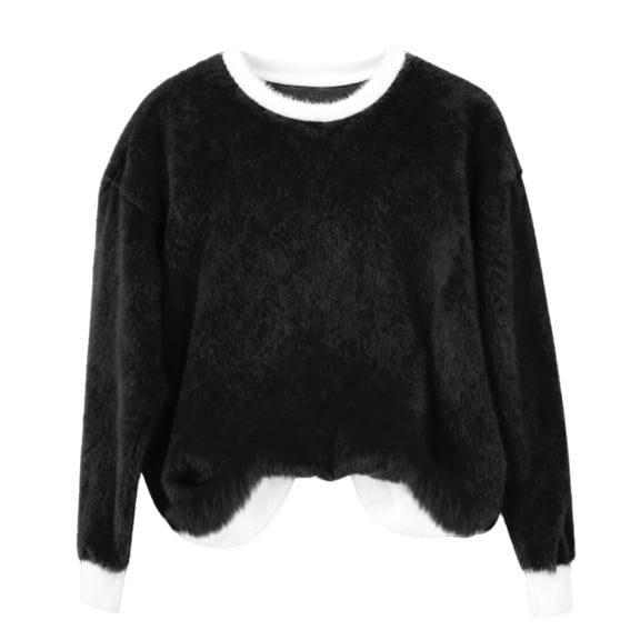 yillto Women Fleece Tops Crewneck Fuzzy Pullover Loose Sweatshirt Winter Warm Fashion Outfits Clothes