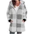 thumbnail image 1 of yillto Women Fleece Zip up Jackets Plaid Fuzzy Sherpa Hoodie Oversized Fall Winter Thick Warm Coats, 1 of 6