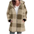 thumbnail image 1 of yillto Women Fleece Zip up Jackets Plaid Fuzzy Sherpa Hoodie Oversized Fall Winter Thick Warm Coats, 1 of 6