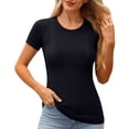 thumbnail image 1 of yillto Women Gym Shirts Short Sleeve Workout Tee Crewneck Slim Yoga Tshirts Solid Color Breathable Tops, 1 of 7