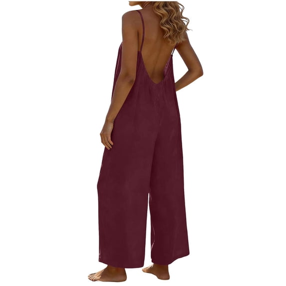 yillto Women Jumpsuit Sleeveless Pants Wide Leg Loose Rompers Summer Beach Vacation Travel Outfits