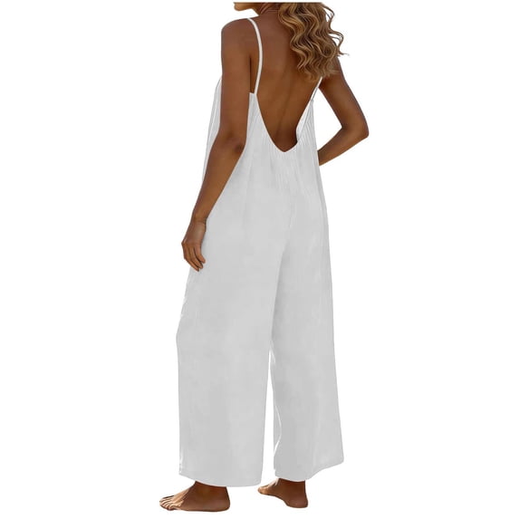 yillto Women Jumpsuit Sleeveless Pants Wide Leg Loose Rompers Summer Beach Vacation Travel Outfits