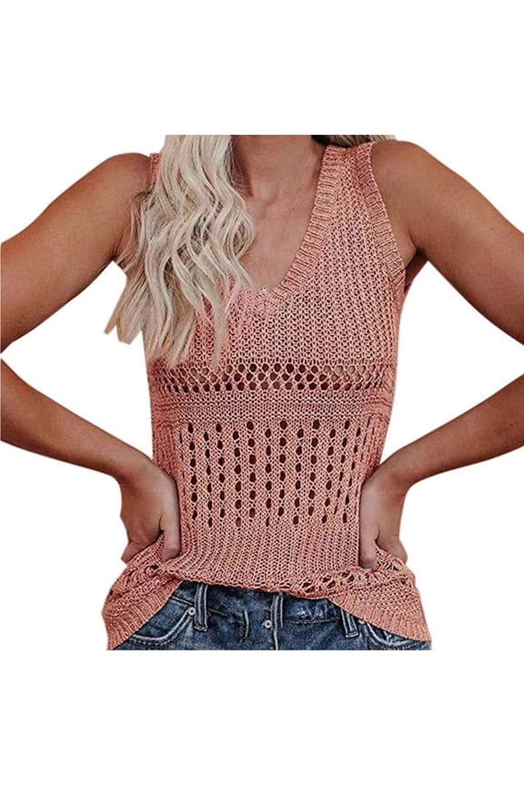 Women Knit Tank for Beach Vacation Summer Tops Spring Boho Sleeveless Lightweight Crochet Sweaters