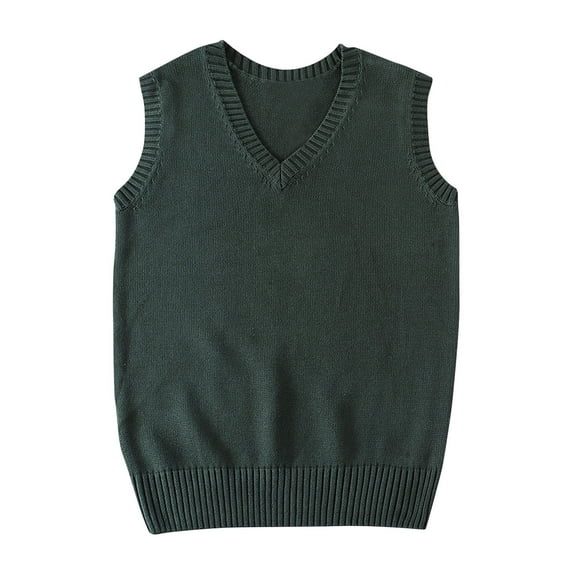 yillto Women Knit Vest Sweaters Uniform Solid Color Sleeveless V Neck Sweater Pullover Basic Tank Tops