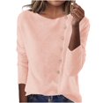 thumbnail image 1 of yillto Women Lightweight Cardigan Sweaters Crewneck Long Sleeve Button down Solid Color Knit Coat, 1 of 6