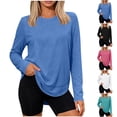 thumbnail image 1 of yillto Women Long Sleeve Shirts Loose Workout Gym Tee Tops Crewneck Casual Lightweight Running Tshirts, 1 of 6