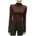 thumbnail image 1 of yillto Women Long Sleeve Undershirts Mock Neck Pullover Shirt Solid Color Slim Lightweight Base Layered Tops, 1 of 7