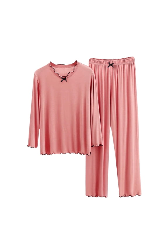 Women Lounge Pjs Set Soft Long Sleeve Sleepwear Tops and Pant Bottoms Comfortable Loungewear