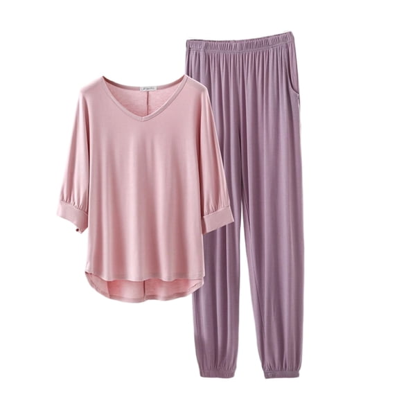 yillto Women Lounge Sets 3/4 Sleeve Tops and Loose Elastic Waist Jogger Pant Soft Sleepwear Pajamas