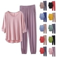 thumbnail image 1 of yillto Women Lounge Sets 3/4 Sleeve Tops and Loose Elastic Waist Jogger Pant Soft Sleepwear Pajamas, 1 of 5