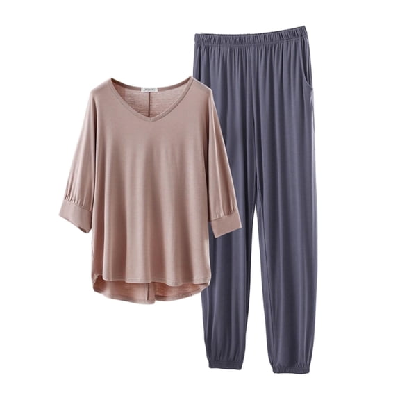 yillto Women Lounge Sets 3/4 Sleeve Tops and Loose Elastic Waist Jogger Pant Soft Sleepwear Pajamas