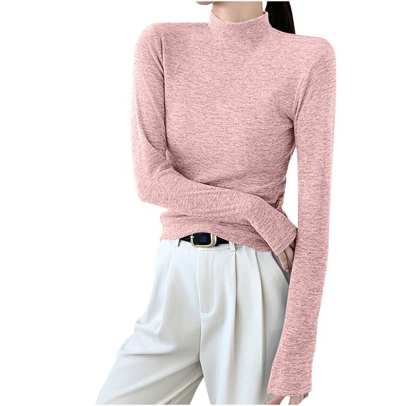yillto Women Mock Neck Long Sleeve Slim Stretchy Thermal Warm Soft Lightweight Winter Base Layer Shirts