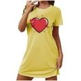 thumbnail image 1 of yillto Women Nightgown Short Sleeve Sleepshirt Crewneck Heart Graphic Sleepwear Nightshirts Pajama Dress, 1 of 5