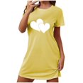 thumbnail image 1 of yillto Women Nightgown Short Sleeve Sleepshirt Crewneck Heart Graphic Sleepwear Nightshirts Pajama Dress, 1 of 5