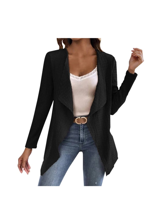 Women Open Front Cardigan Lightweight Long Sleeve Casual Loose Coat Outwear Cover up XL-5XL