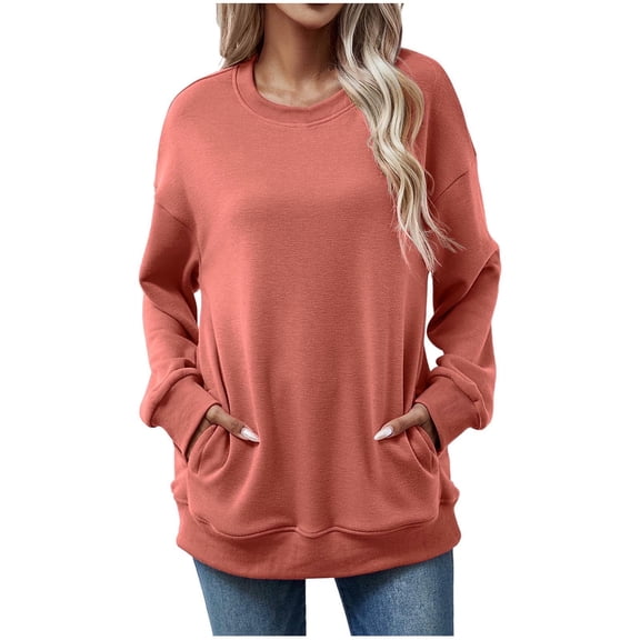 yillto Women Oversized Sweatshirt with Pockets Baggy Crew Neck Pullover Casual Shirts with Pockets