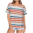 thumbnail image 1 of yillto Women Oversized T Shirt Summer Casual Short Sleeve Crewneck Striped Color Block Loose Tee Tops, 1 of 6
