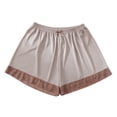 thumbnail image 1 of yillto Women Pajama Shorts Silk Satin Pjs Bottom Elastic Waist Lace Shorts Comfy Lounge Sleepwear Shorts, 1 of 2