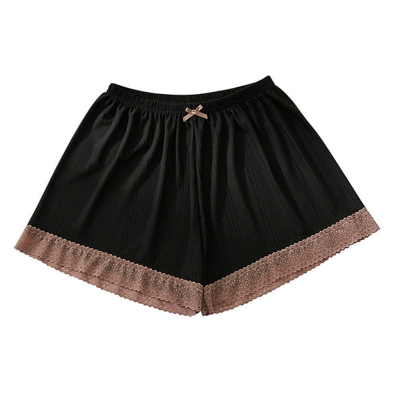 yillto Women Pajama Shorts Silk Satin Pjs Bottom Elastic Waist Lace Shorts Comfy Lounge Sleepwear Shorts