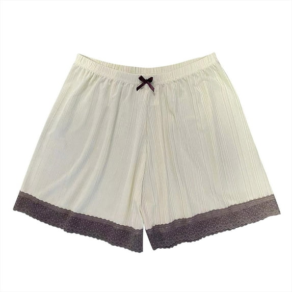 yillto Women Pajama Shorts Silk Satin Pjs Bottom Elastic Waist Lace Shorts Comfy Lounge Sleepwear Shorts