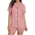 thumbnail image 1 of yillto Women Pajamas Set Button down Short Sleeve Tops and Shorts Sleepwear Summer Pjs Sets 2 Piece, 1 of 5