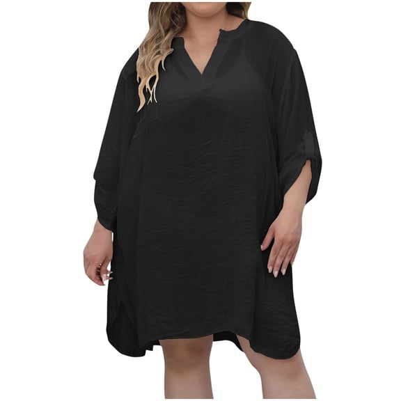 yillto Women Plus Size Beach Shirts Short Sleeve Beachwear Bikini Coverups Oversized Cover up Shirt