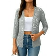 thumbnail image 1 of yillto Women Plus Size Cardigan 3/4 Sleeve Open Front Lightweight Lace Coats Formal Blazer S-5XL, 1 of 6