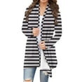 thumbnail image 1 of yillto Women Plus Size Cardigan Striped Lightweight Open Front Baggy Long Sleeve Soft Coat S-5XL, 1 of 6