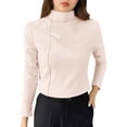 thumbnail image 1 of yillto Women Plus Size Cotton Shirts Long Sleeve Mock Neck T Shirt Causal Loose Tops Base Layer XL-5XL, 1 of 6