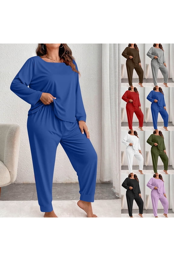 Women Plus Size Pajamas Sets Long Sleeve 2 Piece Lounge Sleepwear Bottoms Pant Ladies Pjs XL-5XL