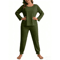 thumbnail image 1 of yillto Women Plus Size Pajamas Sets Long Sleeve 2 Piece Lounge Sleepwear Bottoms Pant Ladies Pjs XL-5XL, 1 of 6
