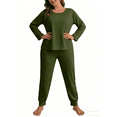 thumbnail image 1 of yillto Women Plus Size Pajamas Sets Long Sleeve 2 Piece Lounge Sleepwear Bottoms Pant Ladies Pjs XL-5XL, 1 of 6