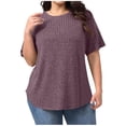 thumbnail image 1 of yillto Women Plus Size Short Sleeve Blouse Ribbed Loose Tops Summer Lightweight Knit Sweaters XL-5XL, 1 of 6