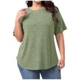 thumbnail image 1 of yillto Women Plus Size Short Sleeve Blouse Ribbed Loose Tops Summer Lightweight Knit Sweaters XL-5XL, 1 of 6