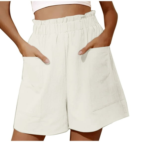 yillto Women Plus Size Shorts Elastic Waist Wide Leg Loose Summer Shorts with Pockets for Womens