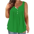 thumbnail image 1 of yillto Women Plus Size Tank V Neck Buttons Pleated Sleeveless Blouse Flowy Summer Tee Tops L-4XL, 1 of 4