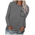 thumbnail image 1 of yillto Women Plus Size Tshirts Long Sleeve Shirts Casual Solid Color Crewneck Pullover Tunic Tops S-5xl, 1 of 6