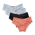thumbnail image 1 of yillto Women Plus Size Underwear Thongs Panties High Waisted Lace Thong Ladies Stretch Underpants 4 Pack, 1 of 6