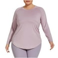 thumbnail image 1 of yillto Women Plus Size Yoga Shirts Workout Gym Long Sleeve Breathable Tee Running Casual Tshirts, 1 of 5